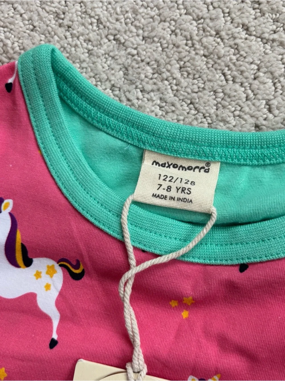 Maxomorra Kids Unicorn Print Long Sleeve Tee - Pink & Mint